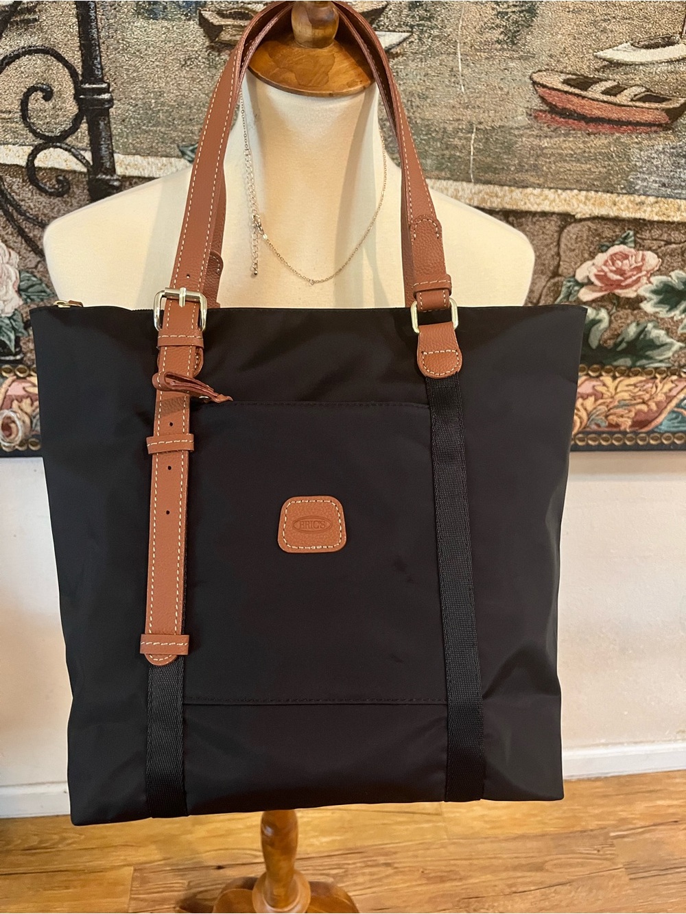 BRIC’S Milano X-Bag Black Nylon Leather Tote NWOT